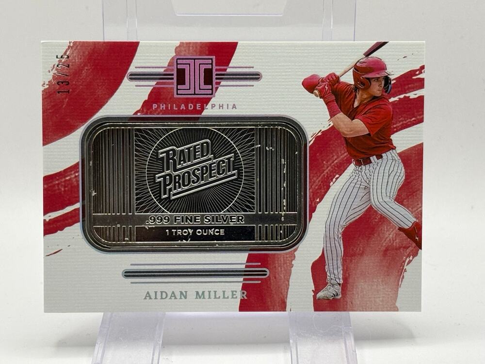 2024 Panini Impeccable Aidan Miller 1 Troy Oz Silver Bar 13/25 SSP Phillies - Picture 1 of 2